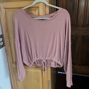 Pink comfy loose long sleeve. Ties in front